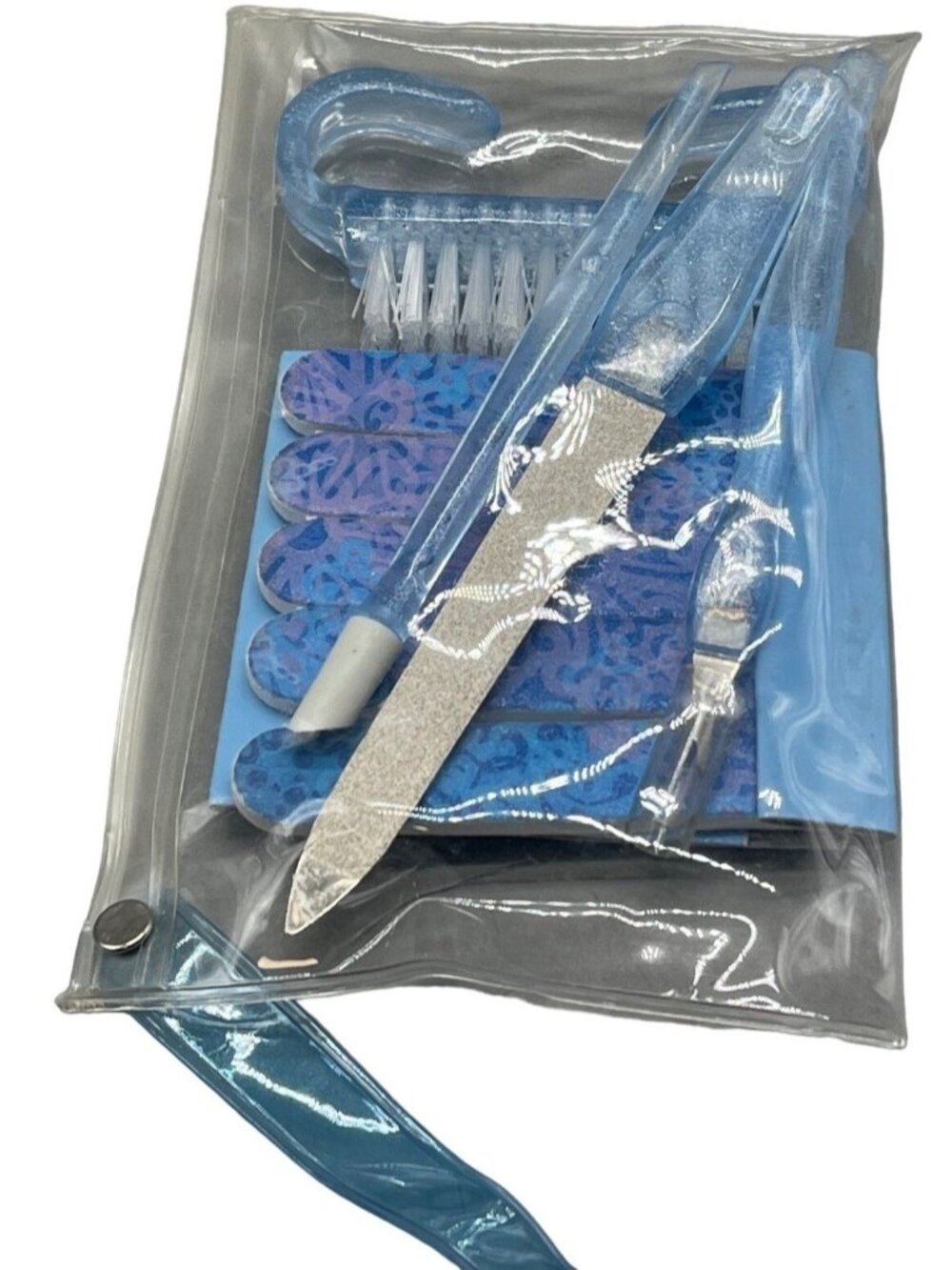 manicure set blue file brush new in damaged package